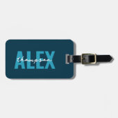 Personalisiert Blue Monogram Gepäckanhänger (Vorderseite horizontal)