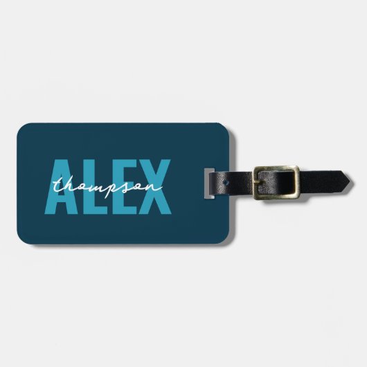 Personalisiert Blue Monogram Gepäckanhänger (Vorderseite horizontal)