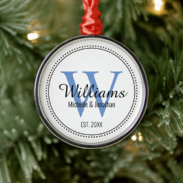Personalisiert Blue Monogram neu Ornament Aus Metall