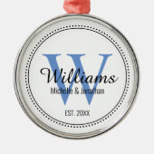 Personalisiert Blue Monogram neu Ornament Aus Metall (Vorne)