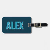 Personalisiert Blue Monogram Shadow Gepäckanhänger (Vorderseite horizontal)