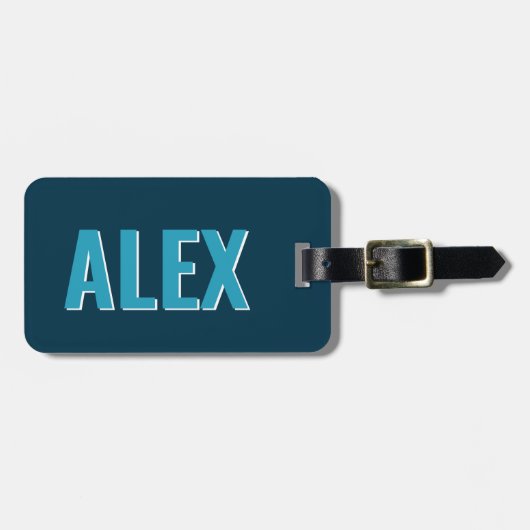 Personalisiert Blue Monogram Shadow Gepäckanhänger (Vorderseite horizontal)