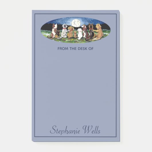 Personalisiert Blue Moon Dogs Friends Süße Tier Post-it Klebezettel (Vorderseite)