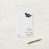 Personalisiert Blue Morpho Butterfly Wildblumen Post-it Klebezettel (Auf Schreibtisch)