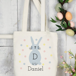 Personalisiert Blue Oaster Bunny Polka Dots Tote T Tragetasche
