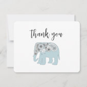 Personalisiert Blue Paisley Elephant Dankeskarte (Vorderseite)