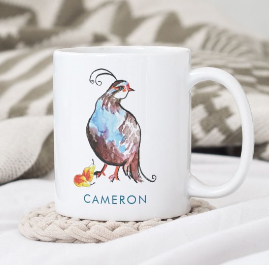 Personalisiert Blue Partridge Pee Boho Holiday Kaffeetasse