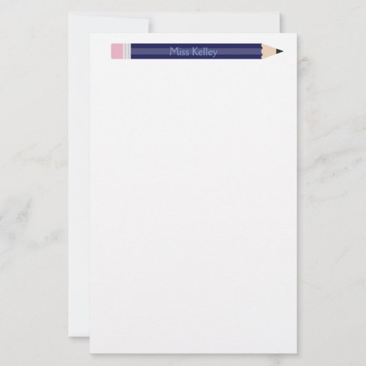 Personalisiert Blue Pencil Lehrer Custom Briefpapier (Vorderseite)