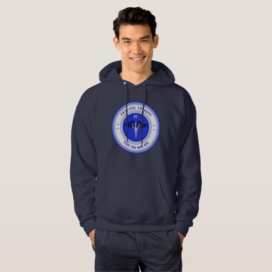 Personalisiert Blue Physical Therapy Caduceus Hoodie (Vorne ganz)