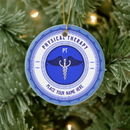 Personalisiert Blue Physical Therapy Caduceus Keramik Ornament