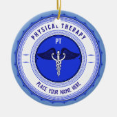 Personalisiert Blue Physical Therapy Caduceus Keramik Ornament (Vorne)