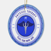 Personalisiert Blue Physical Therapy Caduceus Keramik Ornament (Links)