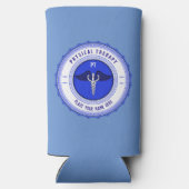 Personalisiert Blue Physical Therapy Caduceus Selters Dosenkühler (Rückseite)