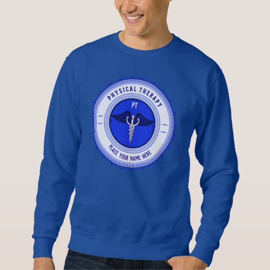 Personalisiert Blue Physical Therapy Caduceus Sweatshirt (Vorderseite)