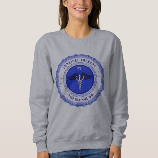 Personalisiert Blue Physical Therapy Caduceus Sweatshirt (Vorderseite)