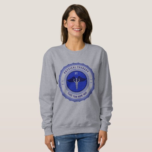 Personalisiert Blue Physical Therapy Caduceus Sweatshirt (Vorne ganz)