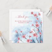 Personalisiert Blue Pink Floral Wedding Vielen Dan Karte (Vorderseite/Rückseite Beispiel)