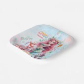 Personalisiert Blue & Pink Mermaid Geburtstagspart Pappteller (Gewinkelt)