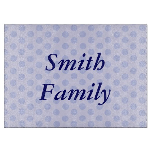 Personalisiert Blue Polka Dot Cutting Board Schneidebrett (Vorderseite)