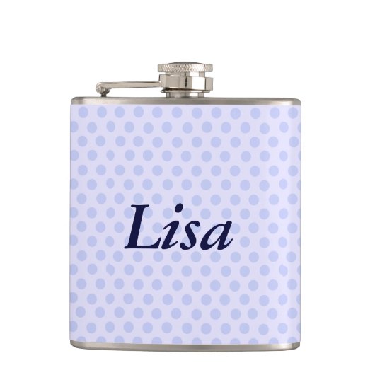 Personalisiert Blue Polka Dot Flask Flachmann (Vorderseite)