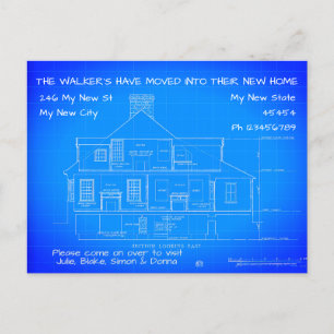 Personalisiert Blue Print Moving Notice, Trendy Postkarte