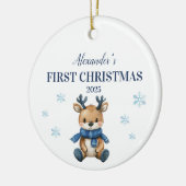 Personalisiert Blue Reindeer Baby First Christmas Keramik Ornament (Links)