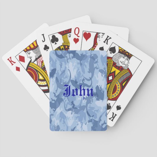 Personalisiert Blue Reptile Camouflage Spielkarten (Rückseite)