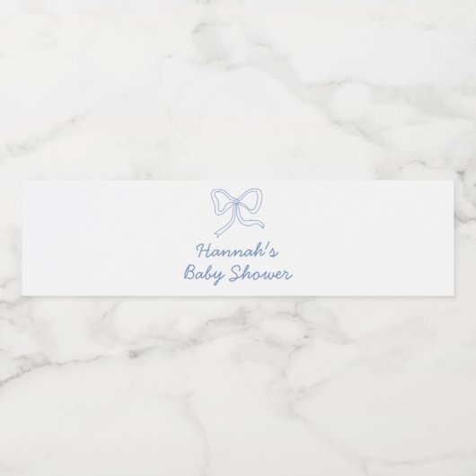 Personalisiert Blue Ribbon Coquette Bow Baby Dusch Wasserflaschenetikett (Einzelnes Label)