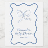 Personalisiert Blue Ribbon Coquette Bow Baby Dusch Weinetikett (Einzelnes Label)