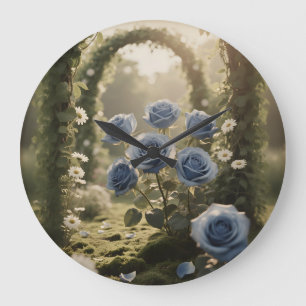 Personalisiert Blue Rose Elegante - Einzigartige R Große Wanduhr