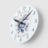 Personalisiert Blue Rosen Clock Gott segne unsere Runde Wanduhr (Winkel)