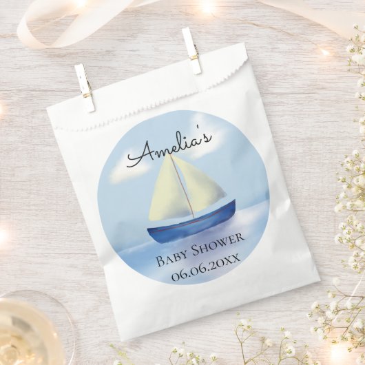 Personalisiert Blue Sailboat Baby Dusche Geschenktütchen (Ausgeschnitten)