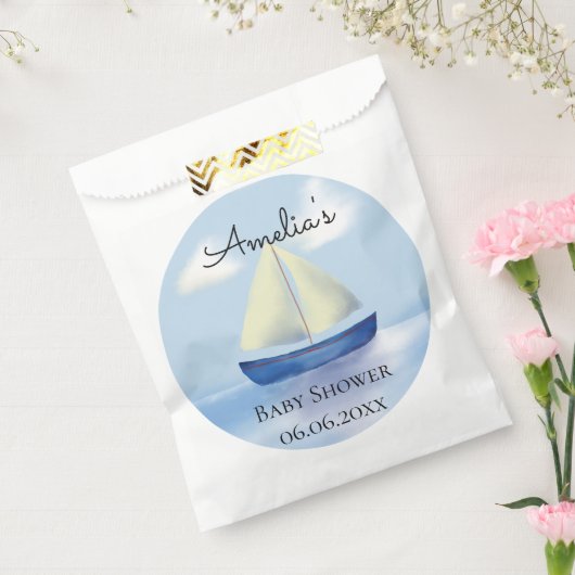 Personalisiert Blue Sailboat Baby Dusche Geschenktütchen (Versiegelt)