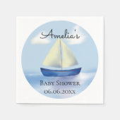 Personalisiert Blue Sailboat Baby Dusche Serviette (Vorderseite)
