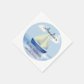 Personalisiert Blue Sailboat Baby Dusche Serviette (Ecke)
