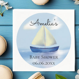 Personalisiert Blue Sailboat Baby Dusche Serviette