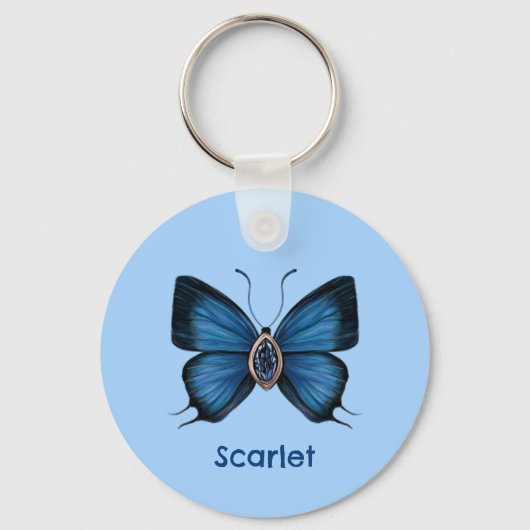 Personalisiert Blue Sapphire Butterfly Gemstone Schlüsselanhänger (Vorderseite)