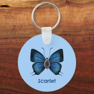 Personalisiert Blue Sapphire Butterfly Gemstone Schlüsselanhänger