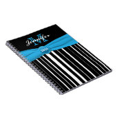 Personalisiert Blue Schwarz-weiß Strip Notebook Notizblock (Rechte Seite)