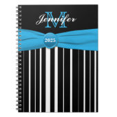 Personalisiert Blue Schwarz-weiß Strip Notebook Notizblock (Vorderseite)