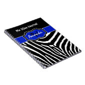 Personalisiert Blue Schwarz-weiß Zebra Stripe Jour Notizblock (Rechte Seite)