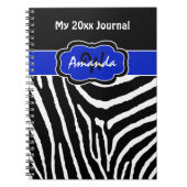 Personalisiert Blue Schwarz-weiß Zebra Stripe Jour Notizblock (Vorderseite)