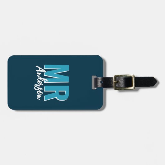 Personalisiert Blue Shadow Mr. Husband Gepäckanhänger (Vorderseite horizontal)