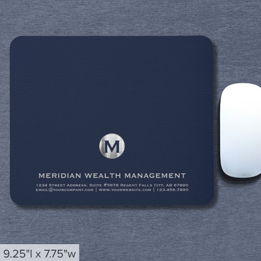 Personalisiert Blue Silver Business Monogram Mousepad