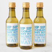 Personalisiert Blue Sip Sip Hooray Babydusche Weinetikett (Flaschen)
