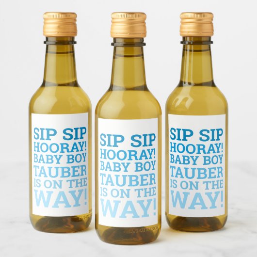 Personalisiert Blue Sip Sip Hooray Babydusche Weinetikett (Flaschen)