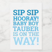 Personalisiert Blue Sip Sip Hooray Babydusche Weinetikett (Einzelnes Label)