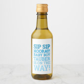Personalisiert Blue Sip Sip Hooray Babydusche Weinetikett (Vorderseite)