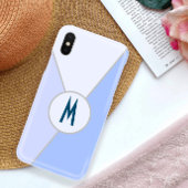 Personalisiert Blue Sleek moderne Geometrie Monogr Case-Mate iPhone Hülle