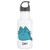 Personalisiert Blue Smilly Kitty Cat Edelstahlflasche (Vorderseite)